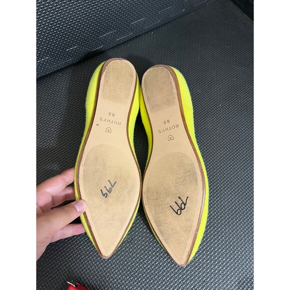 Rothy's The Point Sunbeam Neon Yellow Merino Wool Blend Knit Ballet Flats 8.5 - Picture 6 of 8